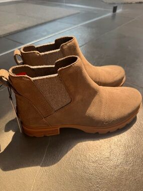 Sorel Tan Suede Chelsea Ankle Boots